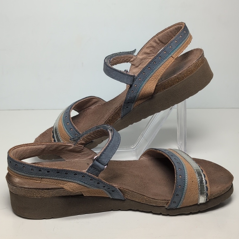 Naot Beverly Blue and Brown wedge Sandals womans size 8 EU 39 - Picture 12 of 15
